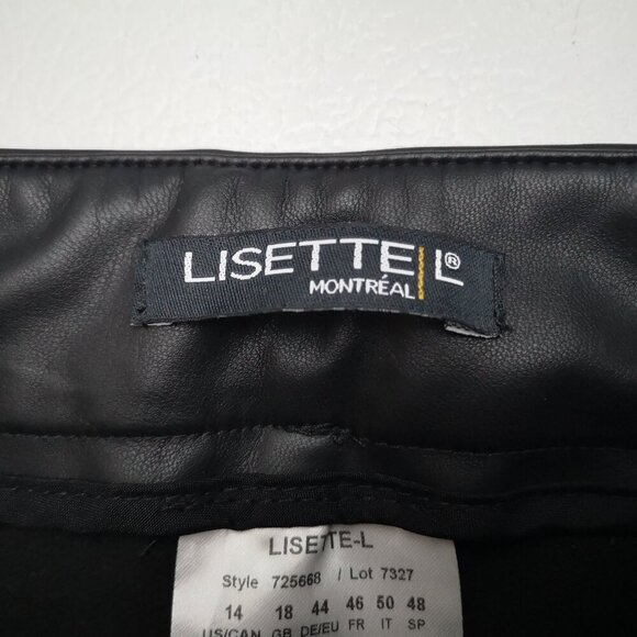 Lisette L Montreal Ladies Size 14 Black Faux Leather Made in Canada Pants - Picture 3 of 12